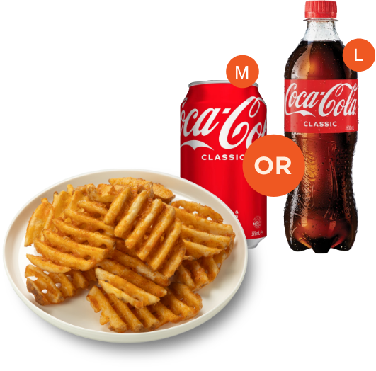 Golden Crispy Waffle Fries + Coke